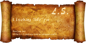 Liszkay Sára névjegykártya