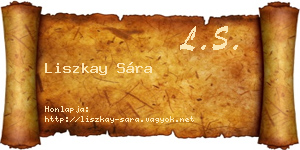 Liszkay Sára névjegykártya